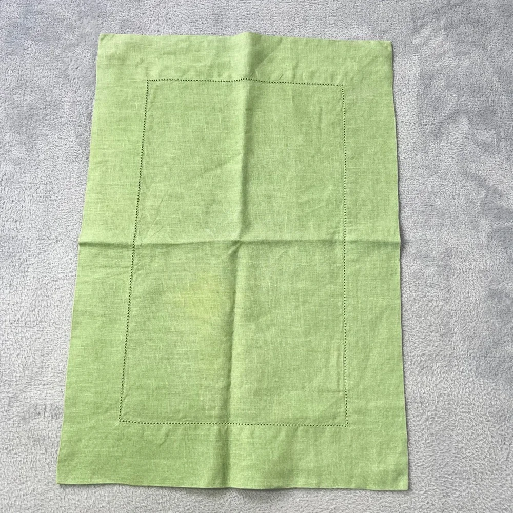 Bloomingdale's At Home 100% Linen Napkins Set of 6 Green Hemstitch Lithuania